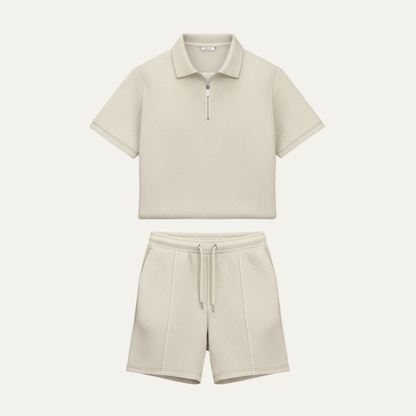 Men's Summer Shirt And Shorts Set Solid Color Casual