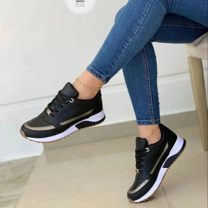 Women's Leather Sneakers Mesh Patchwork