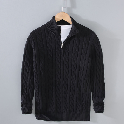 Men's Knit Quarter Zip Sweater Cable Pattern