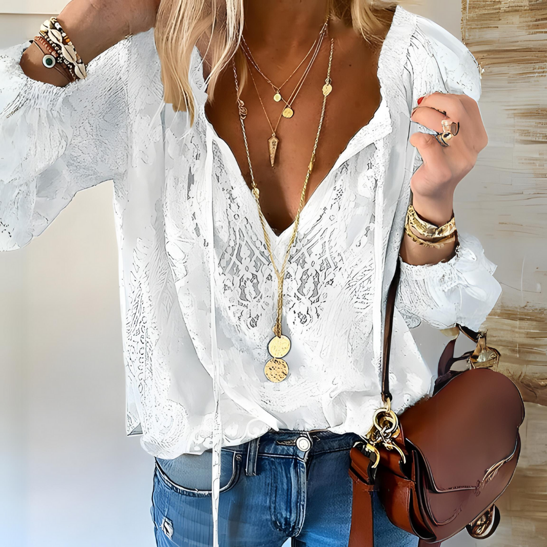 Chic Embroidered Floral Women's Top