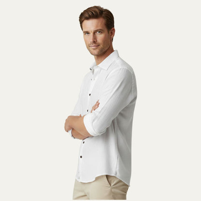Men's Long Sleeve Linen Shirt Vintage Style