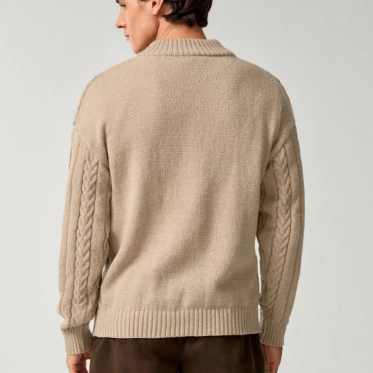 Men's Cable Knit Half Zip Sweater Warm Chunky Knit