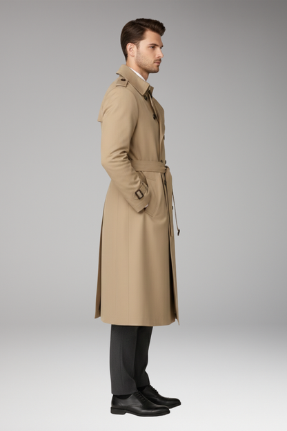 Men's Trench Coat Belted Wide Lapels