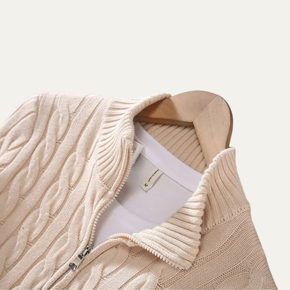Men's Cotton Cable Knit Half Zip Sweater