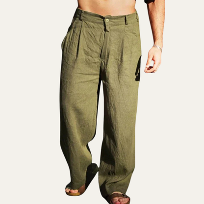 Men's Linen Casual Pants Relaxed Fit Beige