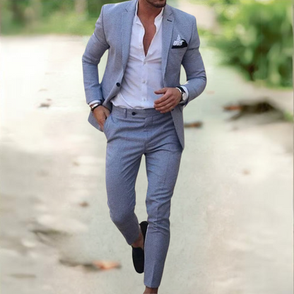 Men's Two Piece Suit Buttoned Jacket Pants