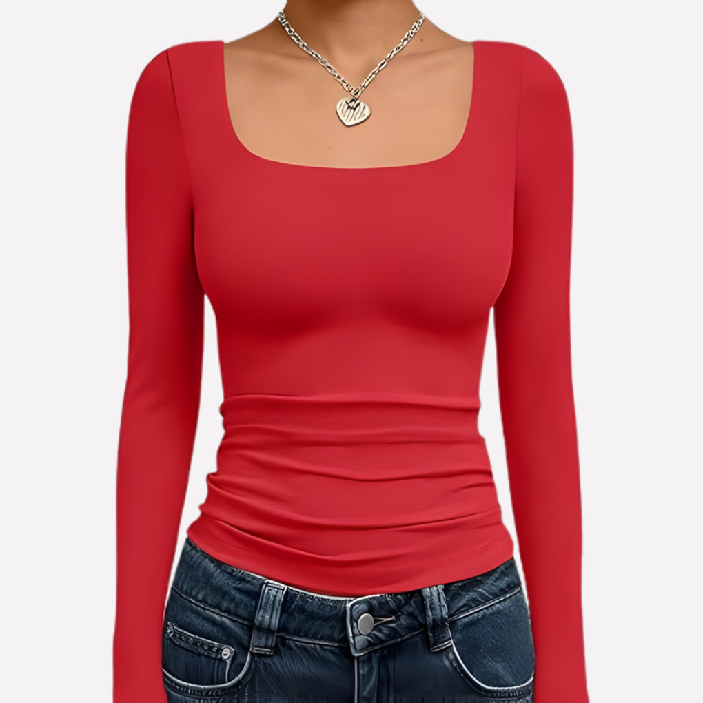 Women's Long Sleeve Crop Square Neck