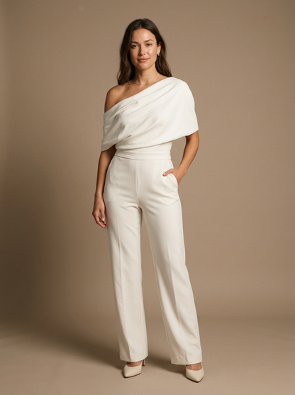 Women's One-Shoulder Jumpsuit Wide-Leg Silhouette