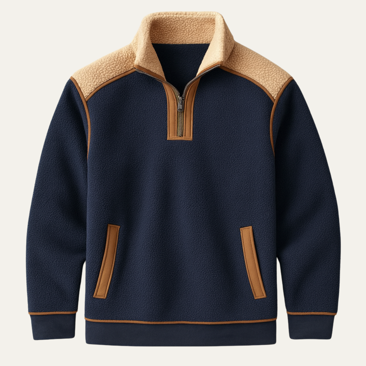 Men's Color Block Quarter Zip Fleece Sweater - VibreMode