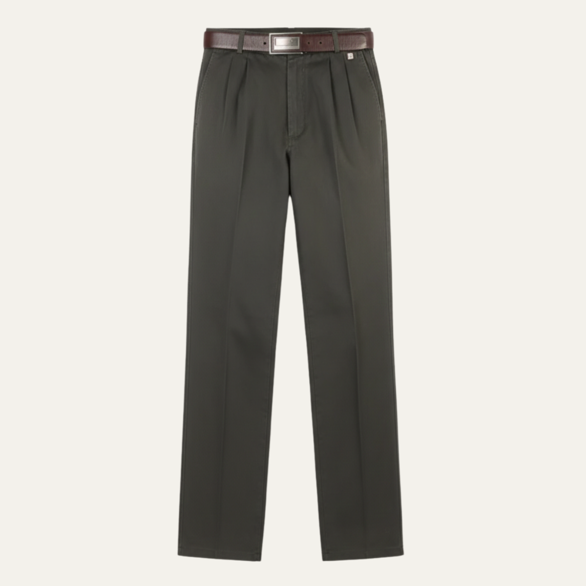 Men's Double Pleated High Waist Straight Leg Pants