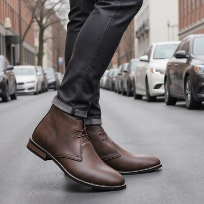 Men's Vintage Ankle Boots Brown Leather