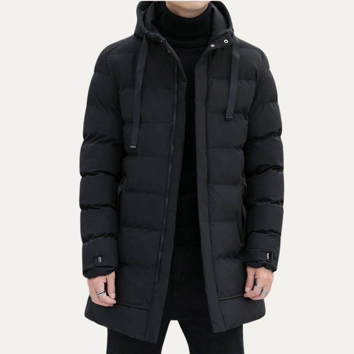 Men's Longline Puffer Coat Black