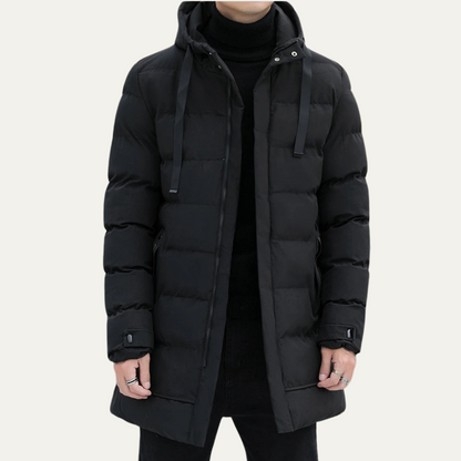 Men's Longline Puffer Coat Black