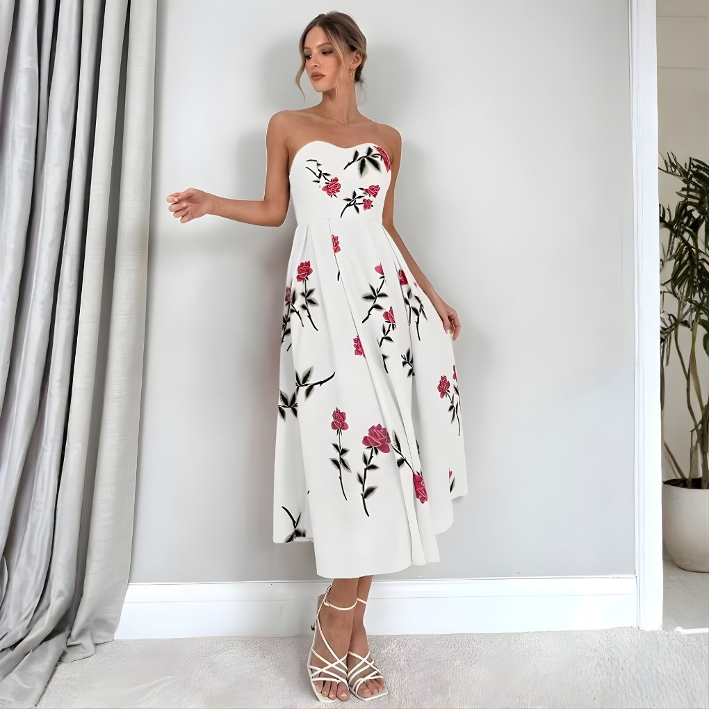 Women's Sleeveless A-Line Floral Dress