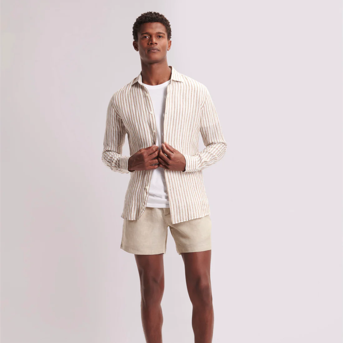 Linton Men's Linen Shorts Tailored Summer Beige