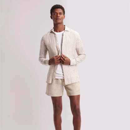 Linton Men's Linen Shorts Tailored Summer Beige