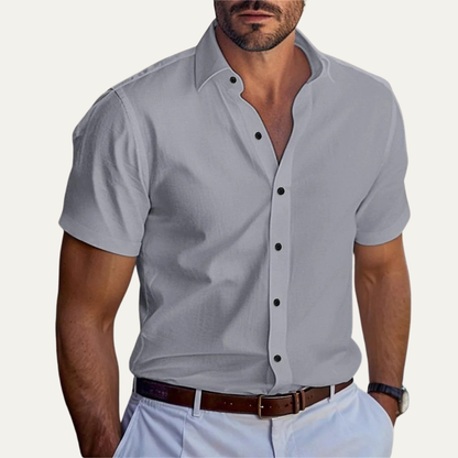 Men's Casual Button-Up Shirt Solid Color