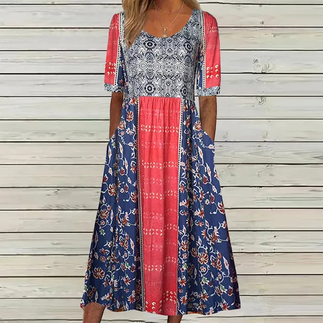 Women's Midi Boho Print Dress