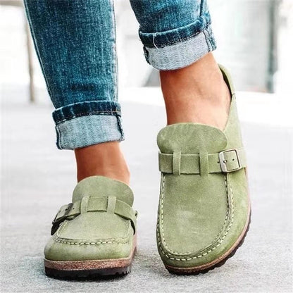 Comfortable Suede Slip On Shoes for Women with Low Heel