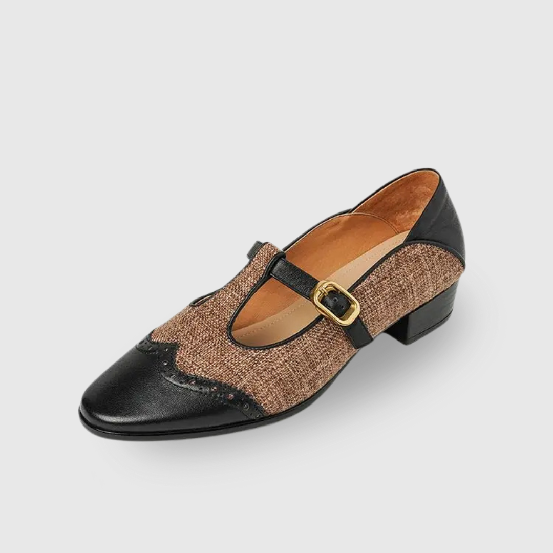Classic Two Tone Mary Jane Women's Low Heel Shoes