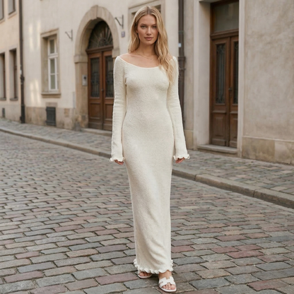 Women’s Long Sleeve Maxi Dress Bodycon Knit Elegant Minimalist Evening Dress