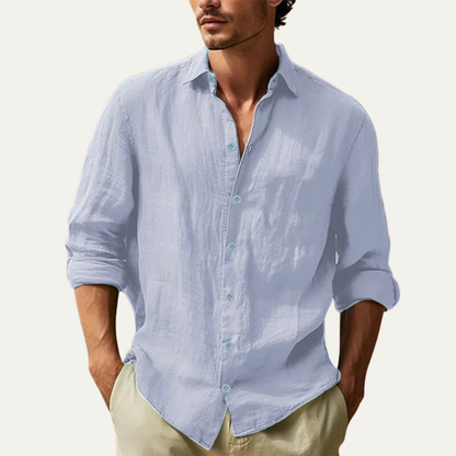 Alderton Men's Linen Casual Shirt Lightweight Turn Down Collar