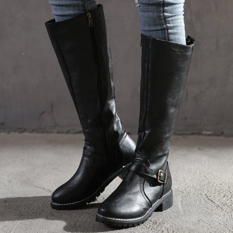 Elegant Buckle High Heel Boots for Ladies