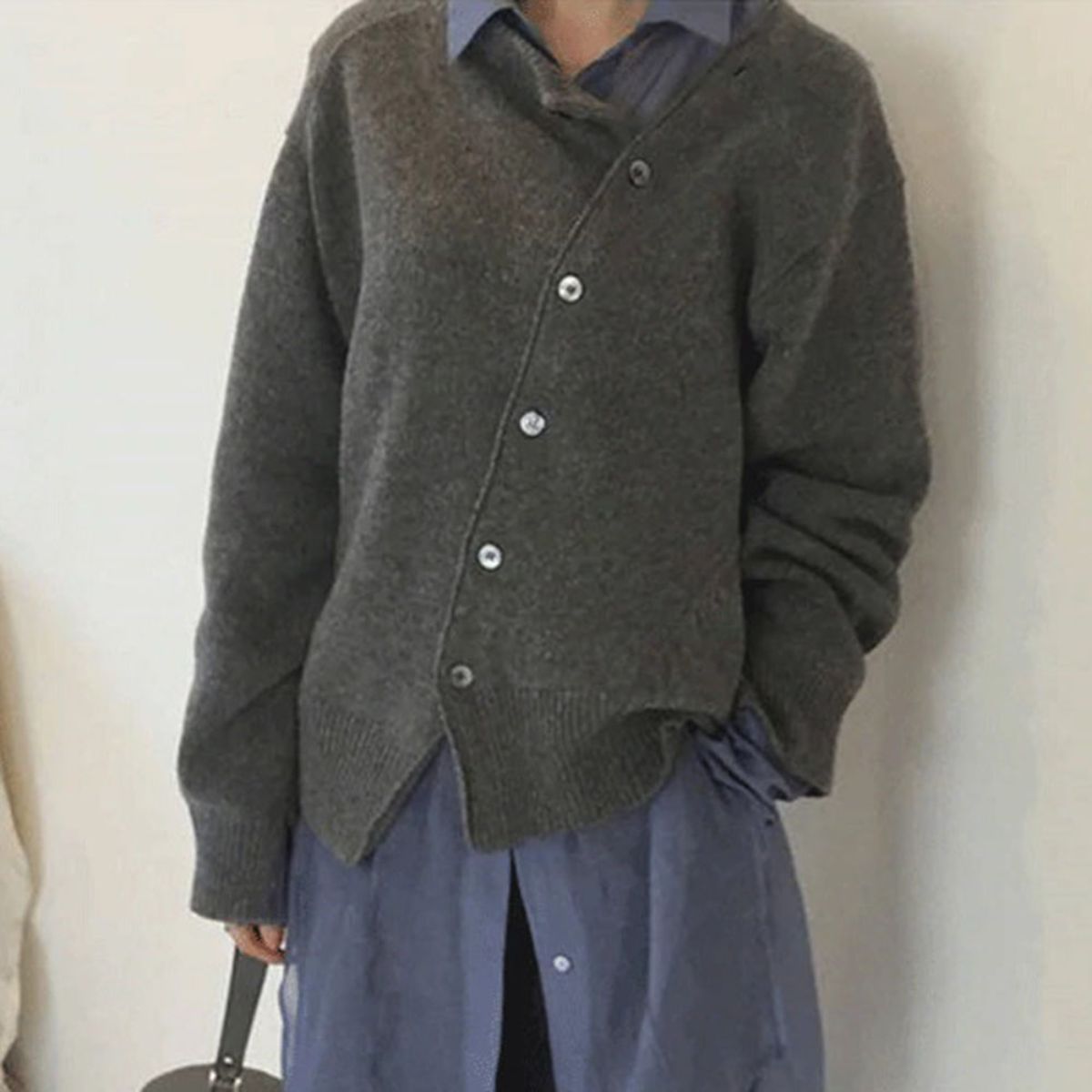 Women's Asymmetric Button Cardigan