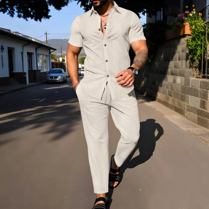Men's Two Piece Casual Shirt And Pants Set