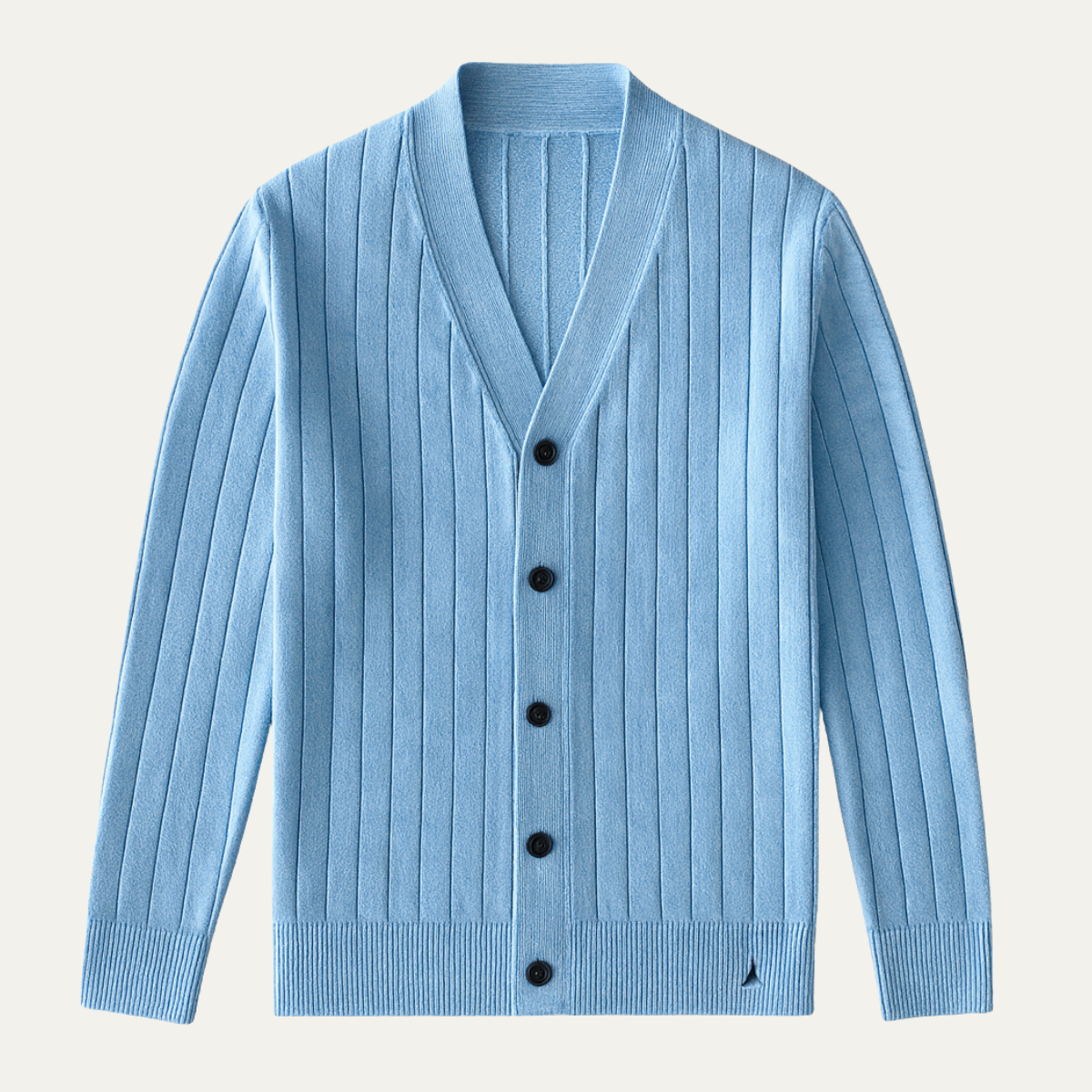 Men's Knit Cardigan Ribbed Button Up Casual Beige - VibreMode