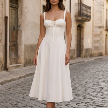 Women’s Line Midi Dress Square Neck Corset Summer Dress