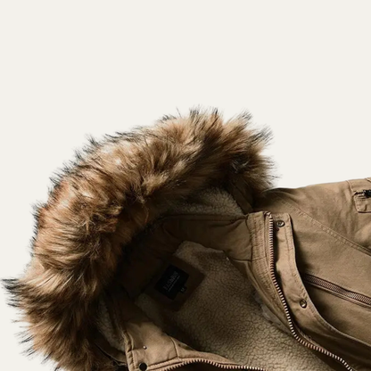 Men's Long Down Hooded Jacket Fur Collar
