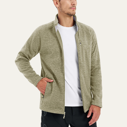 Men's Full Zip Fleece Jacket Warm Knitted