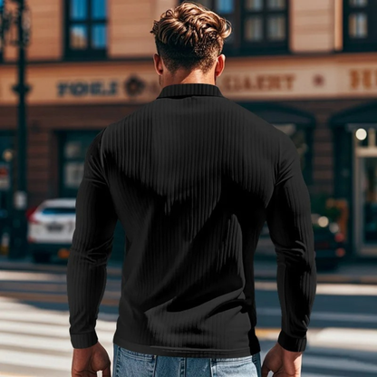 Men's Ribbed Knitted Polo Shirt