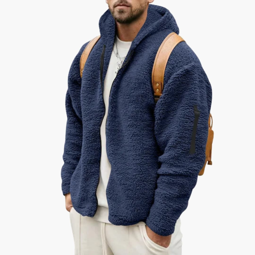 Men's Fleece Hooded Zipper Jacket - VibreMode