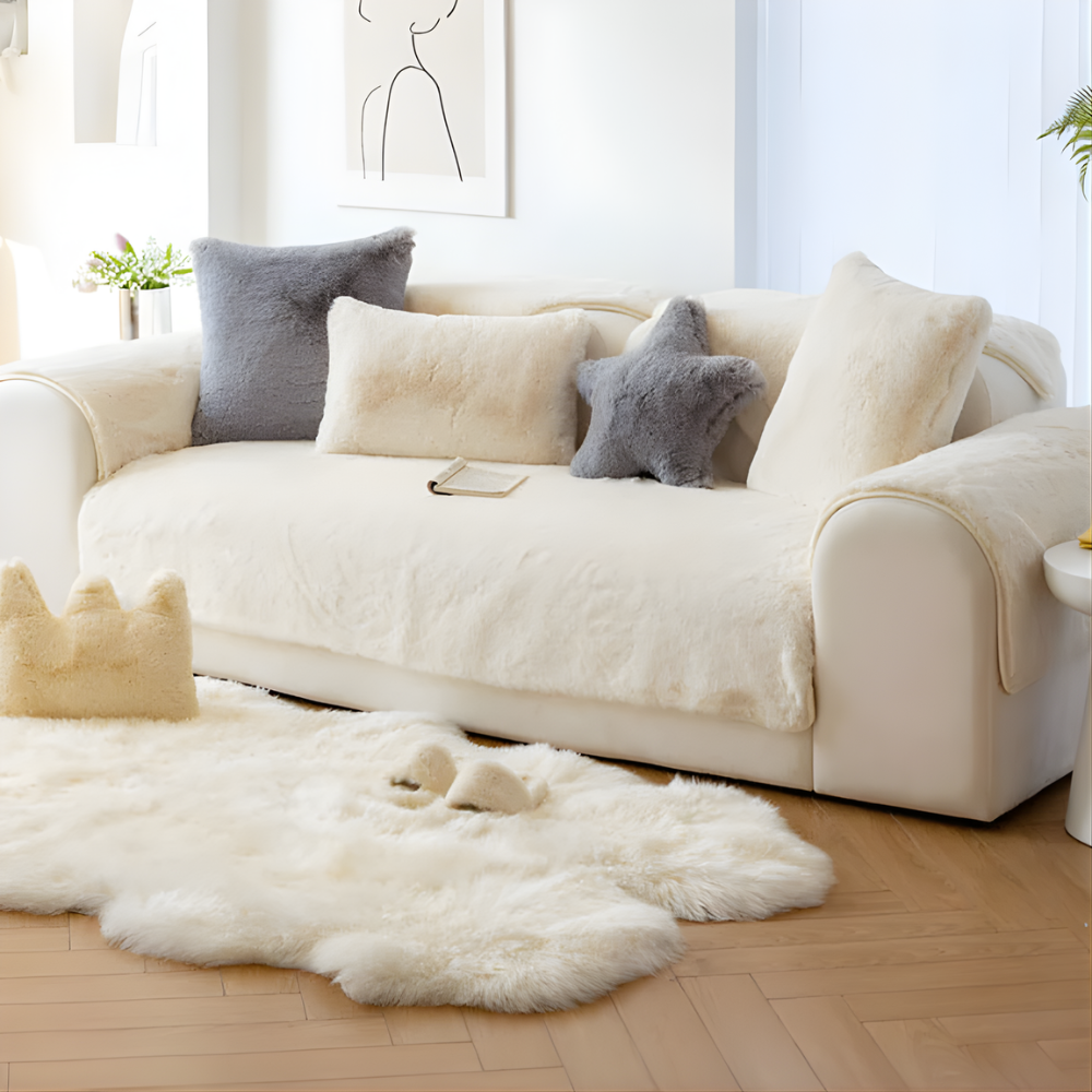 Faux Fur Sectional Sofa Slipcover - VibreMode