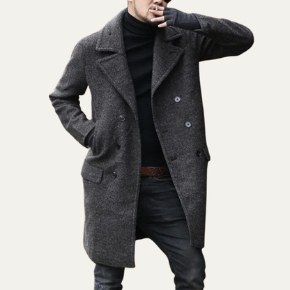 Men's Wool Blend Double Breasted Trench Coat