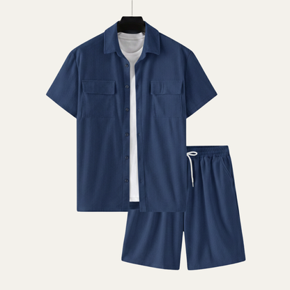 Men's Corduroy Summer Set Shirt And Shorts