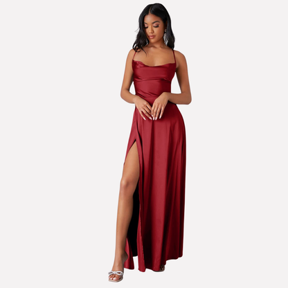 Women's Backless Maxi Dress High Side Slit