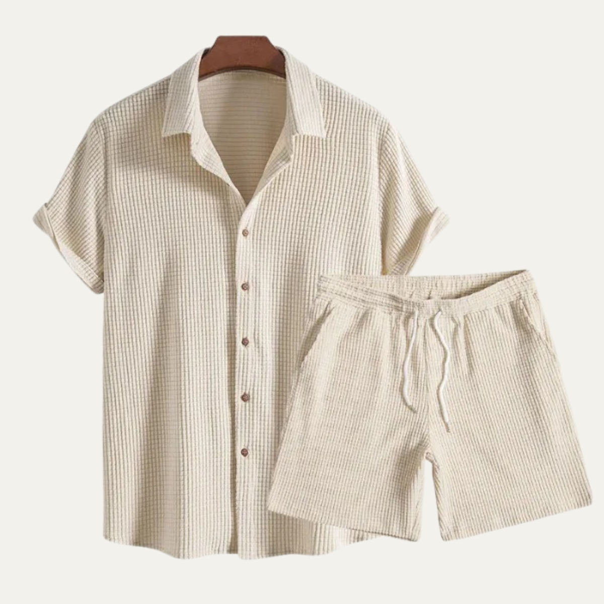 Men's Summer Casual Shirt And Shorts Set