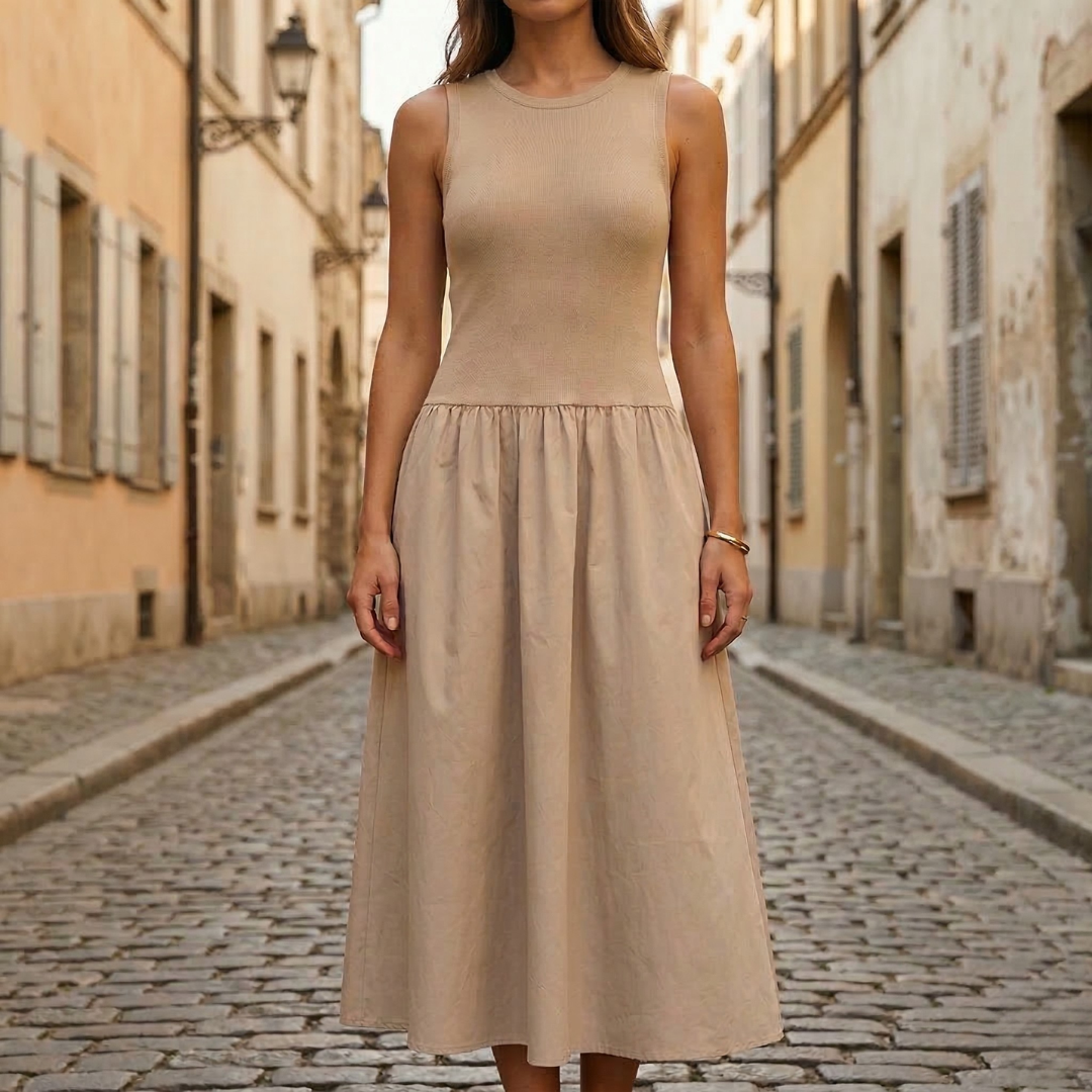 Women’s Sleeveless Midi Dress Fit and Flare Casual Elegant Dress