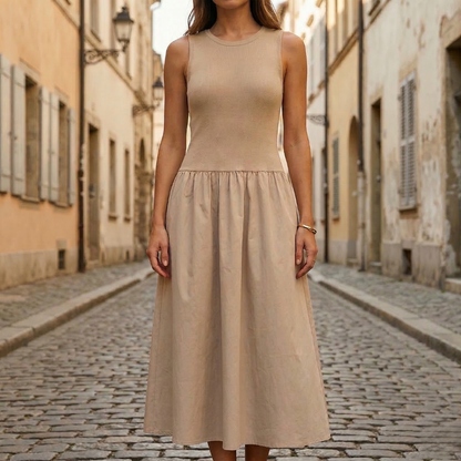 Women’s Sleeveless Midi Dress Fit and Flare Casual Elegant Dress