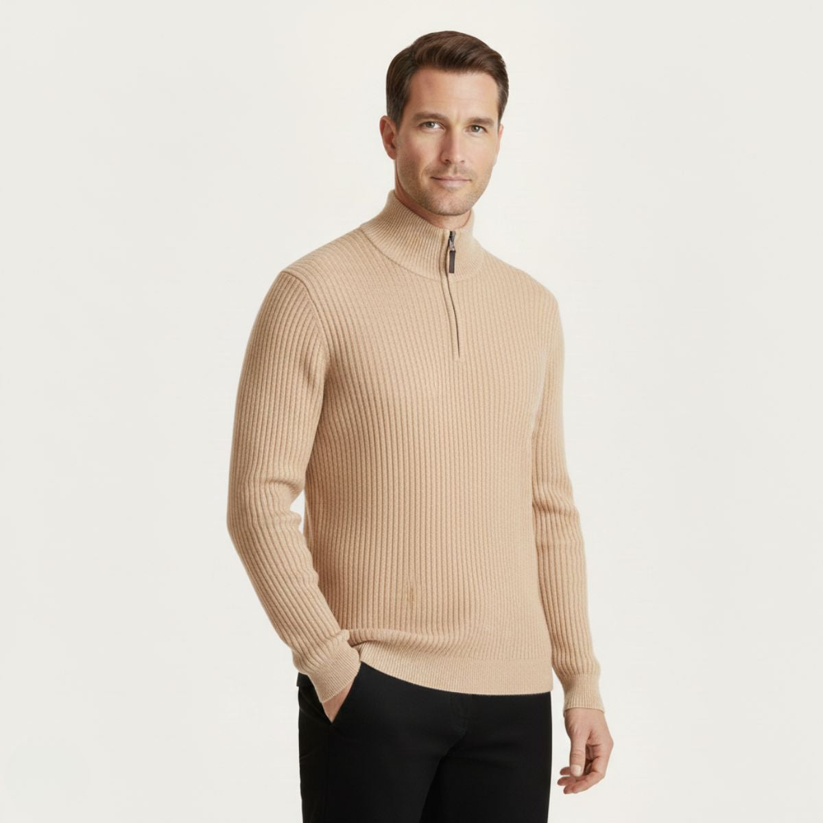 Men's Quarter Zip Sweater Old Money