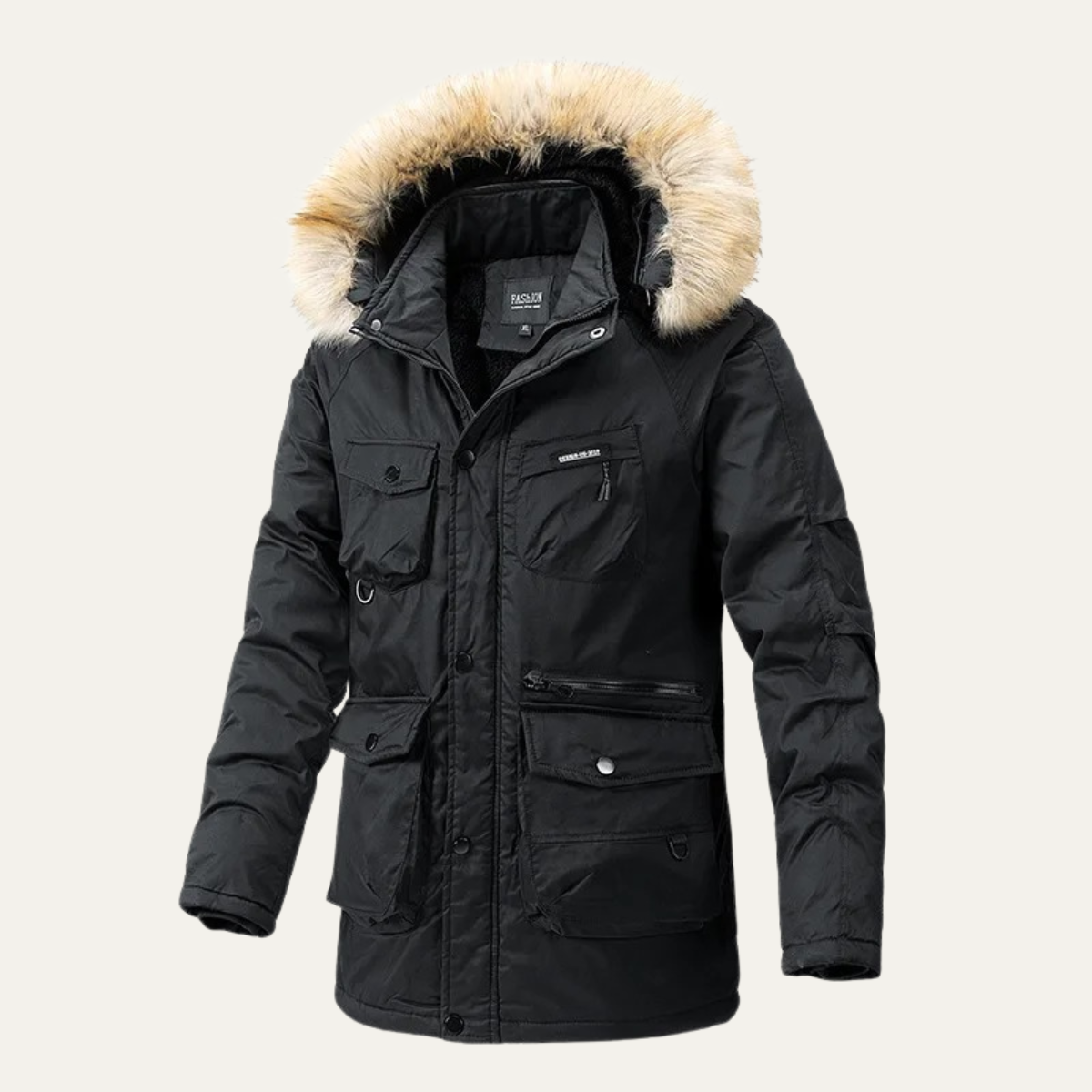 Men's Down Jacket Hooded Waterproof Multi Pocket