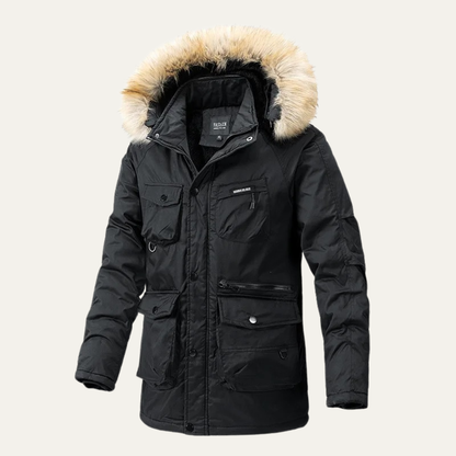 Men's Down Jacket Hooded Waterproof Multi Pocket
