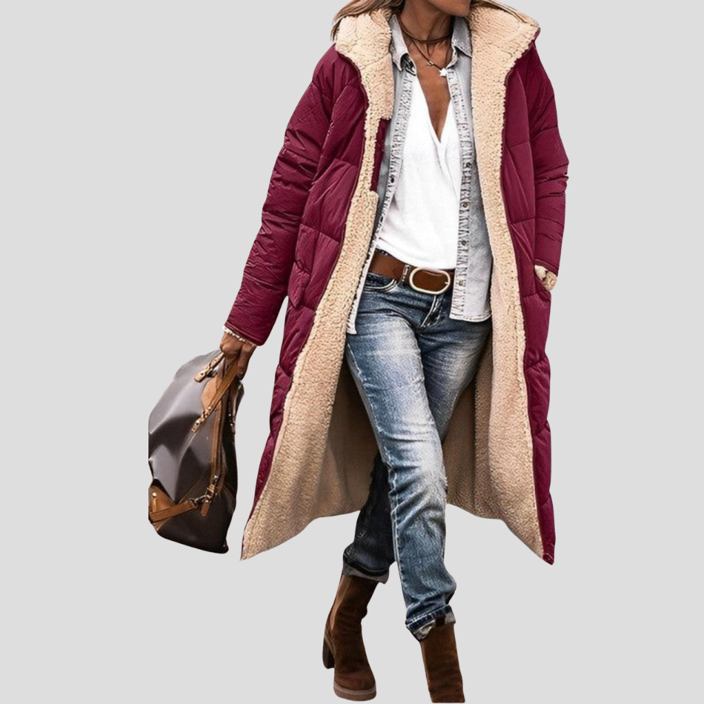 Women's Reversible Winter Coat Hooded Teddy Lining