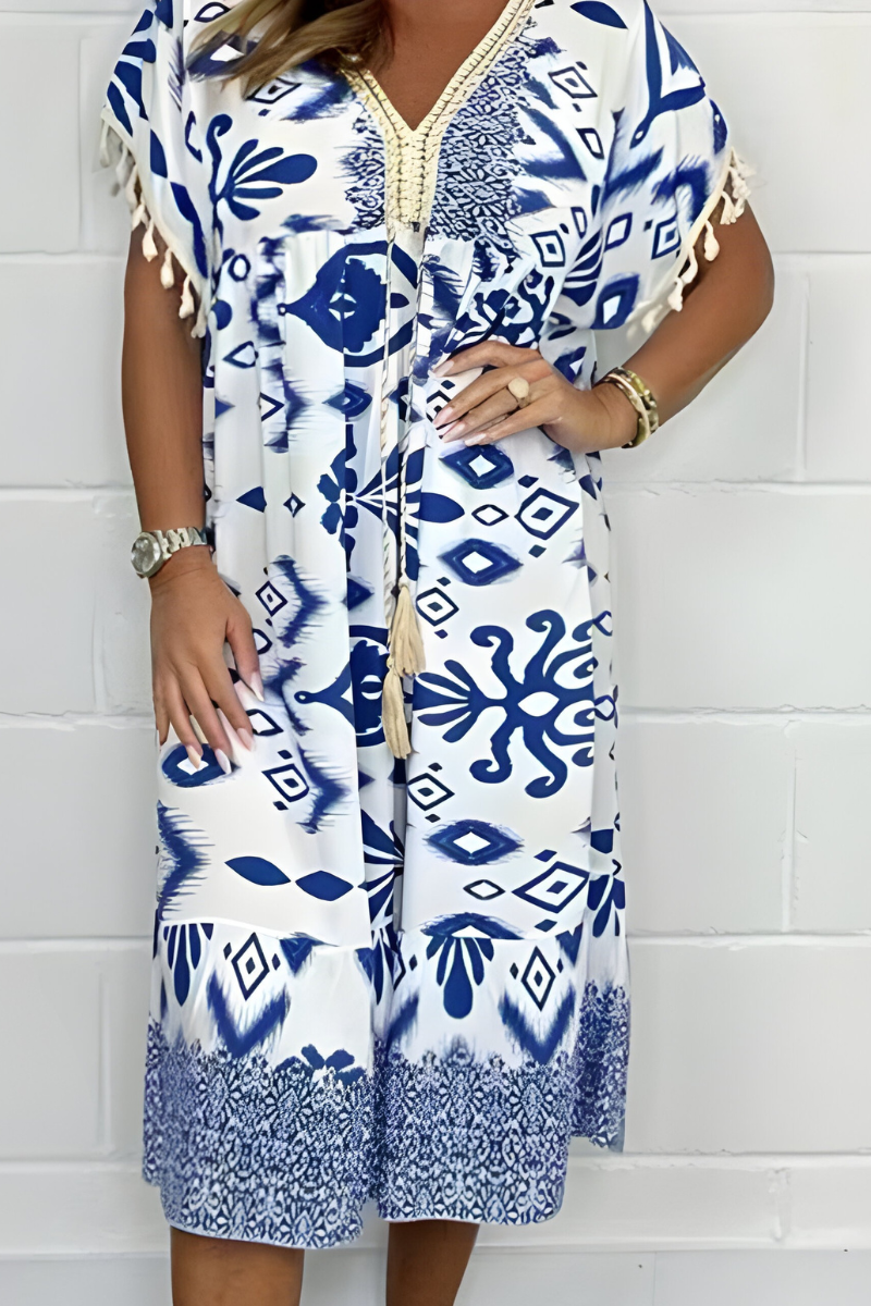 Elegant Women's Flowy Midi Casual Dress - VibreMode