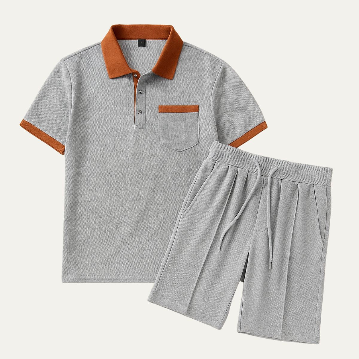 Men's Cotton Polo Shorts Set Vintage Style