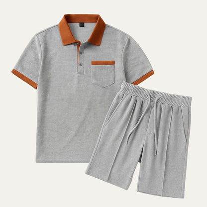 Men's Cotton Polo Shorts Set Vintage Style
