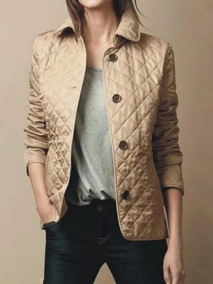 Women's Quilted Casual Jacket Turned Down Collar